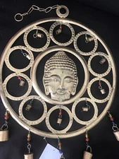 Buddha Head Bell Wind Chime Indoor Outdoor Patio Decor Meditation Boho Chic Zen