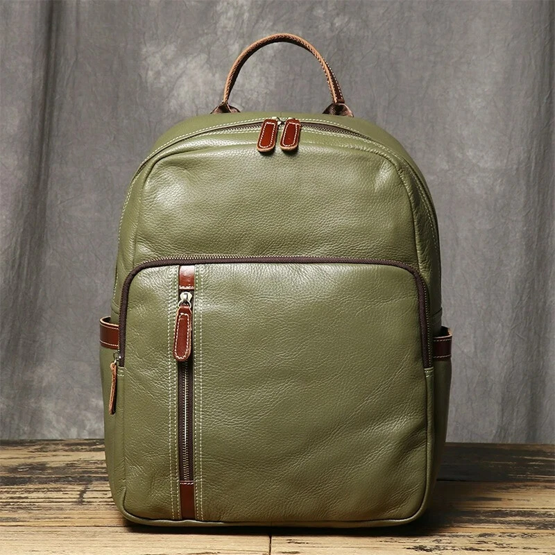 Genuine Leather Retro Backpack Large Capacity Leisure Backpack Travel Backpack