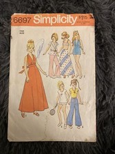 Simplicity 11 1/2" Barbie Doll Sewing Pattern 6697 1974 cut 5 Pc Missing
