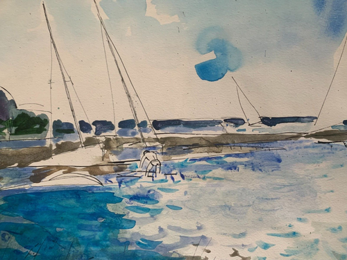 MAURICE GENIS (1925-2013) SCENE ANIMEE VOILES AU BASSIN D'ARCACHON SIGNEE (3) - Picture 10 of 11