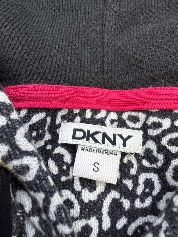 DKNY Hoodie Women Small Animal Leopard AOP Full Zip Fleece Sweatshirt Sweater - Image 3 of 4