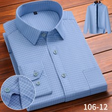 Mens Dress Shirts Long Sleeves Formal Business No Iron Plaids Casual Shirts Tops