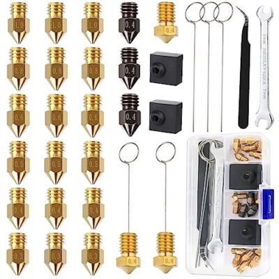24PCS Ender 3 V2 Nozzles, 3D Printer Extruder Hardened Steel Nozzle 0.4MM
