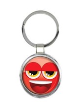 Red Smiley Faces : Gift Round Keychain Emoticon Geek Funny Social Media