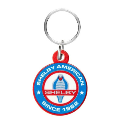 Shelby American Round Keychain – GT500, GT350, Cobra, SuperSnake – Metal, Red & Blue