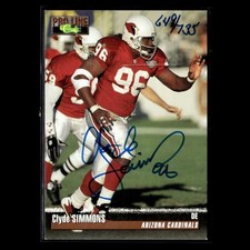 Clyde Simmons Auto #649/735 Autograph 1995 Pro Line Classic Pro Line Chiefs Card