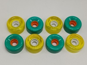 8pc Yellow & Teal Green Roller Skate And Or Skateboard Wheels Great Shape