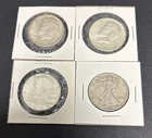 Kennedy & Walking Liberty Half Dollars Lot Of 4 90% Constitutional Silver Coins