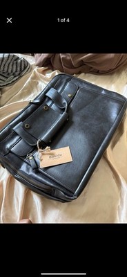 Black Leather Briefcase with Handles