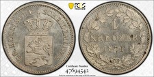 i-650340 German States HESSE-DARMSTADT 1 Kreuzer 1871. PCGS MS 65 Almost Top Pop