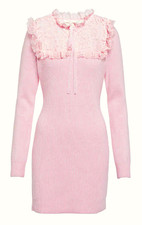 Love Shack Fancy S Bellini Dress Blush Tutu Pink Knit Lace Sweater Long Sleeve