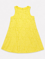 Donna Morgan Yellow Floral Lace Round Neck Sleeveless A-Line Knee Dress 8