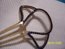 Victorian/Art Deco Blue Rhinestone Celluloid Hair Comb/Ornament