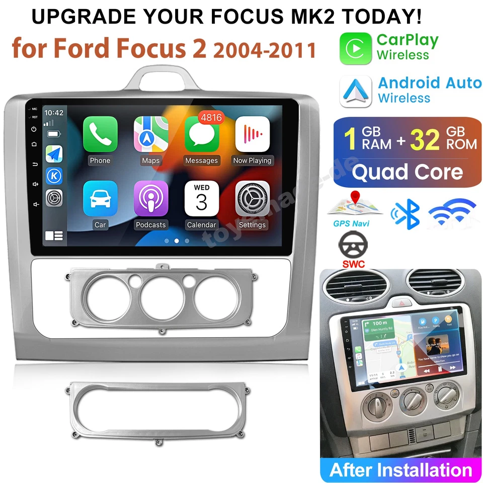 JUNSUN For Ford Focus MK2 2004-2011 Android Car Stereo Radio GPS Navi Head Unit CarPlay