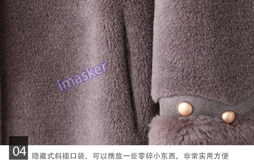 Manteau mi-long femme col fourrure renard véritable peau de mouton 100% laine chaud hiver - Photo 17/27