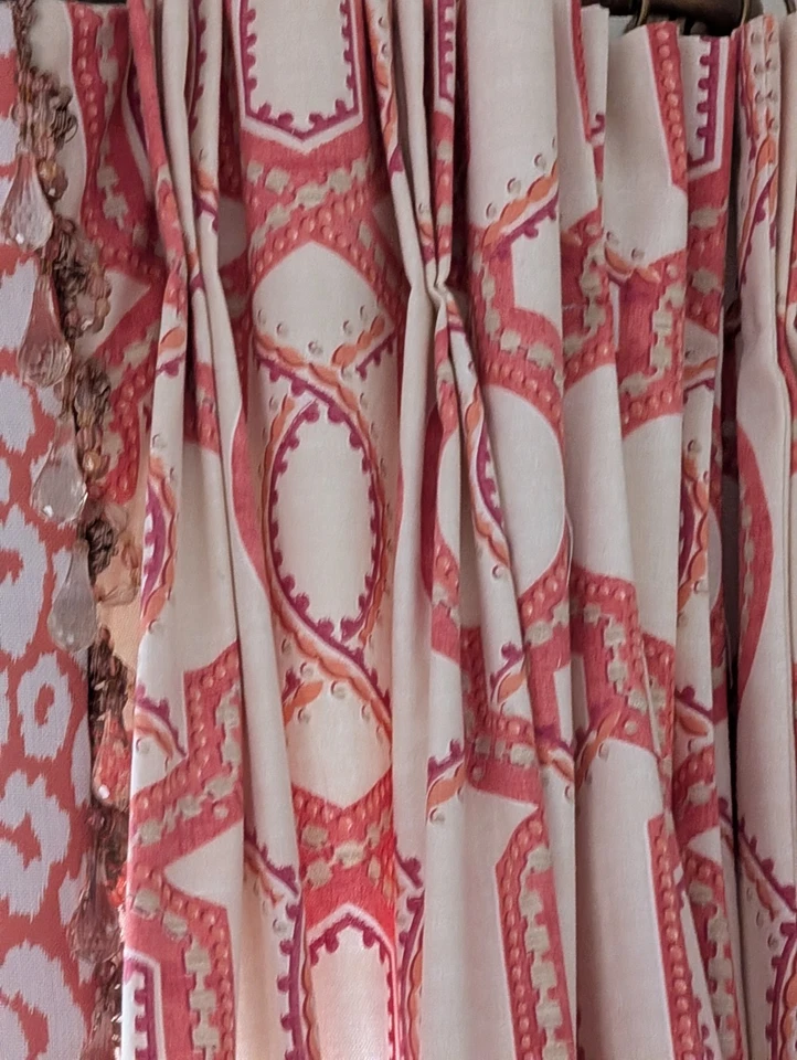 Cortinas personalizadas 4 paneles cada uno mide 60" X 88" pellizco pliegue + forrado + borde de cuentas Foto 3 de 4