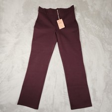 Quince Burgundy Ultra Stretch Ponte Straight Leg Pants Women's Size S Petite NEW