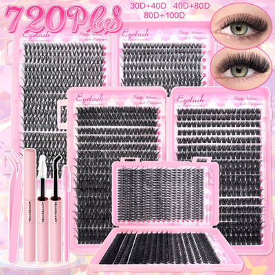 DIY Lash Extension Kit Cluster Einzelwimpern Kit 9-16mm mit Bond & Seal