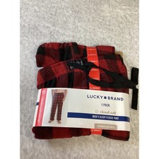 Lucky Brand Mens Cloud Soft Sleep Fleece Pant Red Black Buffalo Plaid XS New