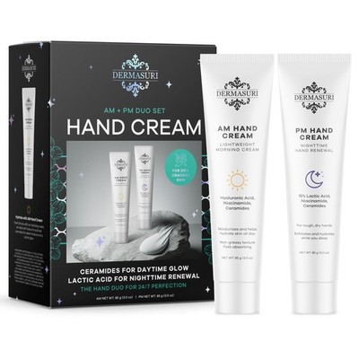 Dermasuri Dry Skin AM + PM Hand Cream 3 Oz. Tubes