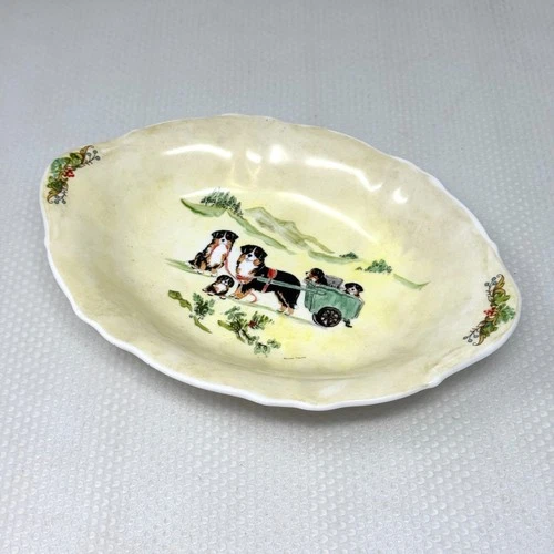 Vintage Sylvia Smith Ceramic Bernese Mountain Dogs Trinket Dish Tray   ER9