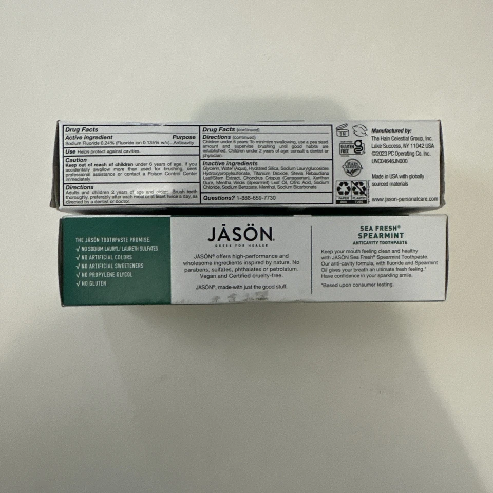 (2) Jason Natural Powersmile Spearmint Toothpaste with Fluoride Exp. 06/2026 - Image 2 of 3