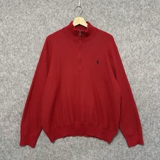 Polo Ralph Lauren Men  s Quarter Zip Sweater Red XXL Knit Pullover Pony Logo