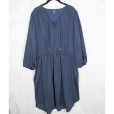 Simply Vera Wang Dress XL Navy Blue Lace Up V-Neck 3/4 Sleeve High-Low Hem