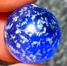 11/16"  Early Rare Cased Jelly Blue Blizzard Mica German Marbles (GP) AS-MADE MM