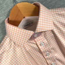 Collars  Co Polo Shirt Mens S Peach Gingham Dress Collar Business Preppy NEW