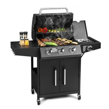 3 Burner Propane Gas Grill with Side Burner 46,000 BTU BBQ Grills with Cabinet