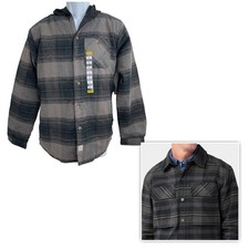 Buckhorn River Youth Button Front Quilt New Hooded Jacket. XL-18:20 Black Brown