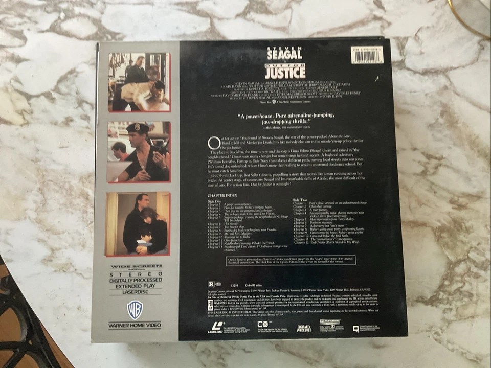 Out For Justice Laserdisc 1991 Warner Home Video Steven Seagal Foto 2 de 2