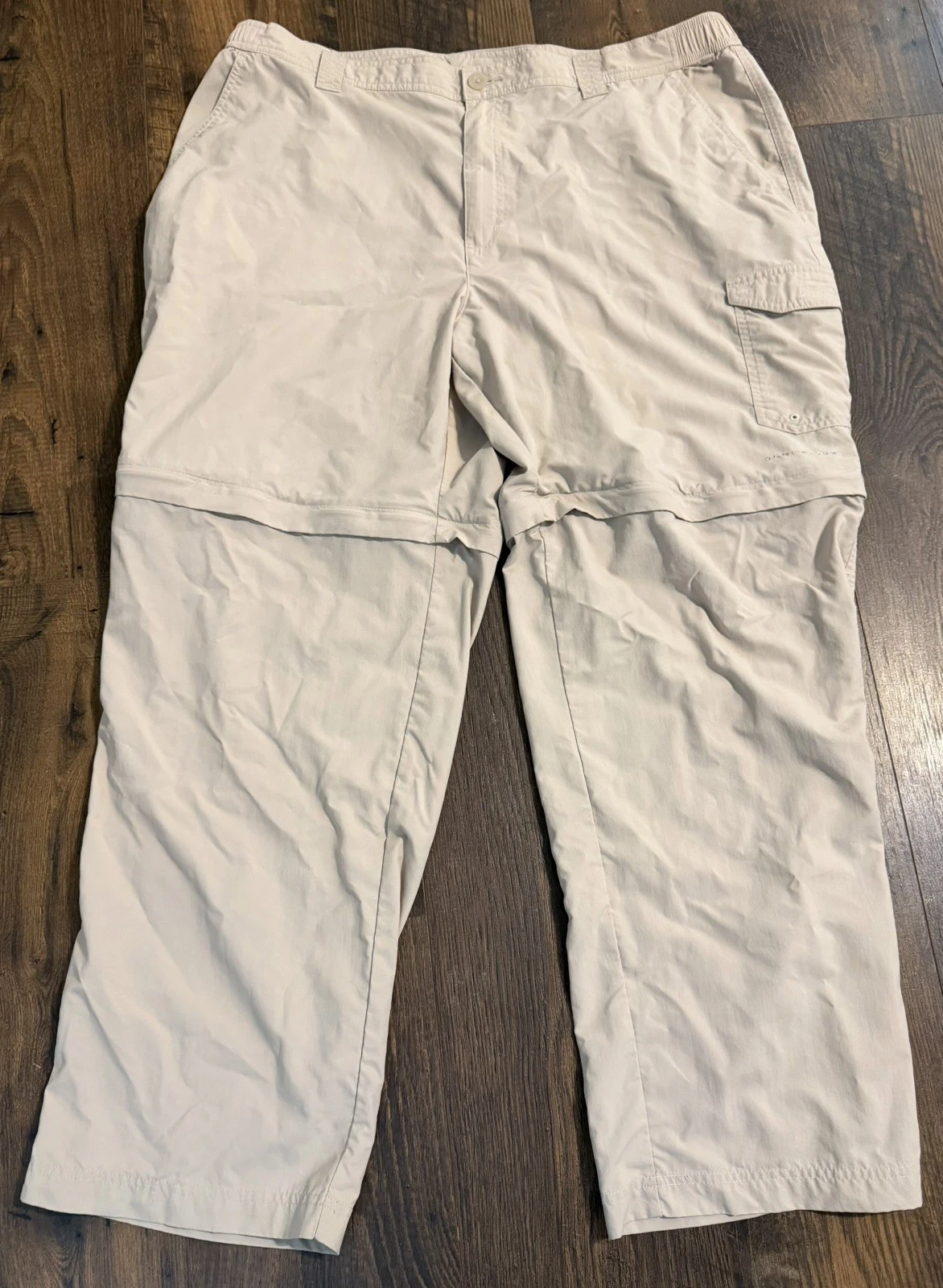 Columbia PFG Pants Mens 40x30 Khaki Omni-Shade Fishing Cargo Lightweight FM8283