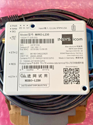 INSYS MIRO-L230 Industrial Cellular Router 4G/LTE/3G/UMTS/HSP SIM DIN 10022848