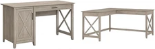 Bush Furniture Key West 54W Computer Desk & 60W Reversible L Shaped Desk Bundle 