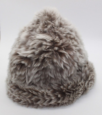 Scaasi Hat Beret Womens Medium Gray Fur Fluffy Winter Accessory Chic Soft