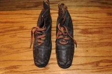 Vintage Old Antique Children's Leather  Tie Shoes  Brown Well Worn Old..........
