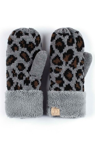 C.C 2-7 Years Children Girl Boy Kids Animal Leopard Ribbed Knit Mitten Gloves - Picture 7 of 13