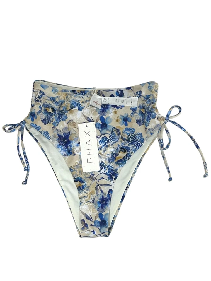Conjunto de bikini de dos piezas PHAX talla XS azul floral cintura alta descarado recorte lazo trasero Foto 3 de 4