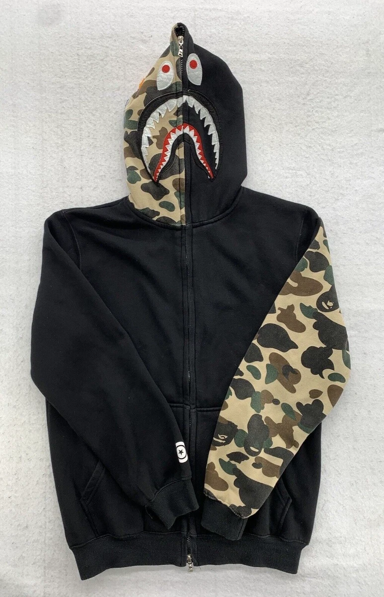 BAPE Black Shark Full Zip Hoodie WGM A Bathing Ape 42 Chest Skateboard