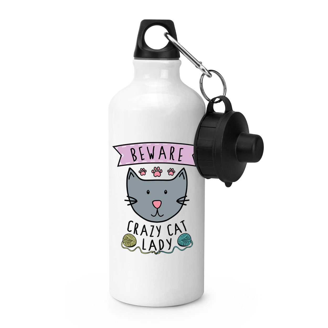 Beware Crazy Cat Lady Sports Drinks Bottle Camping Flask - Funny Animal Kitten