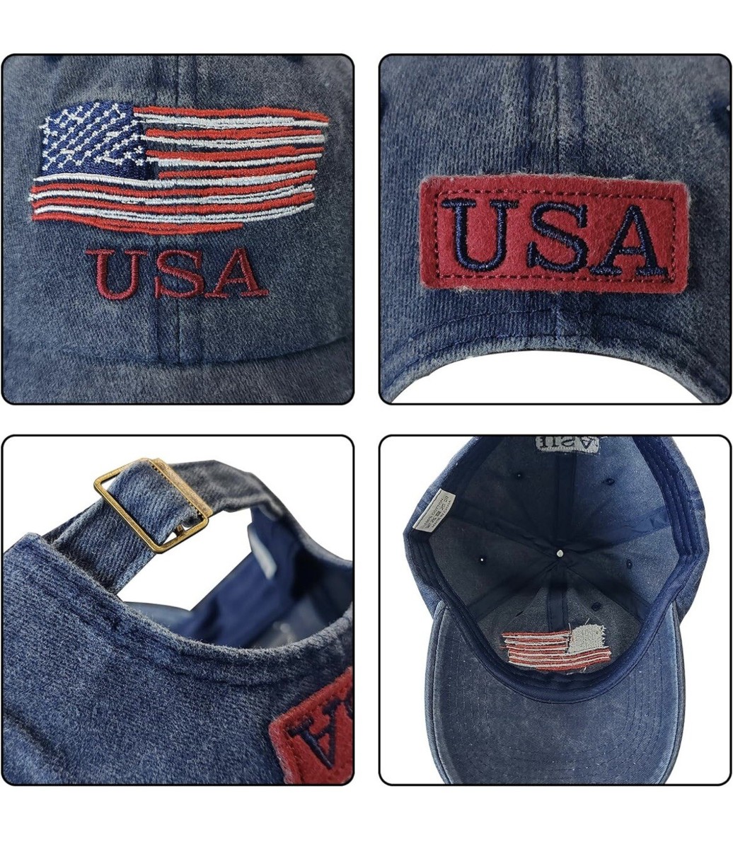 USA ?? NAVY BLUE Distressed  ball cap July 4th 250th Anniversary American Flag Trucker Hat, TikTok Viral  main image 4