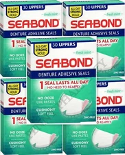Sea-Bond Denture Adhesive UPPERS 30 ct ( 5 boxes ) MINT green