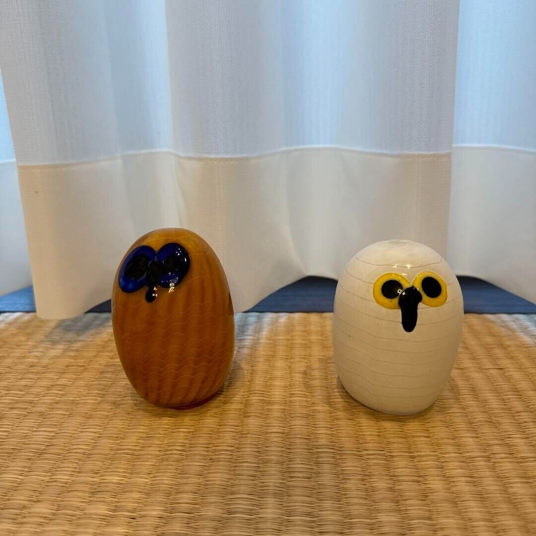 Oiva Toikka x Iittala Birds Northern owl x2 Yellow White Oiva Toikka x Iittala Birds Northern owl x2 Yellow White