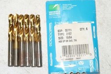 6 pcs GREENFIELD 19/64" Screw Machine Stub Drills 2157 TiN Coated 55111 USA