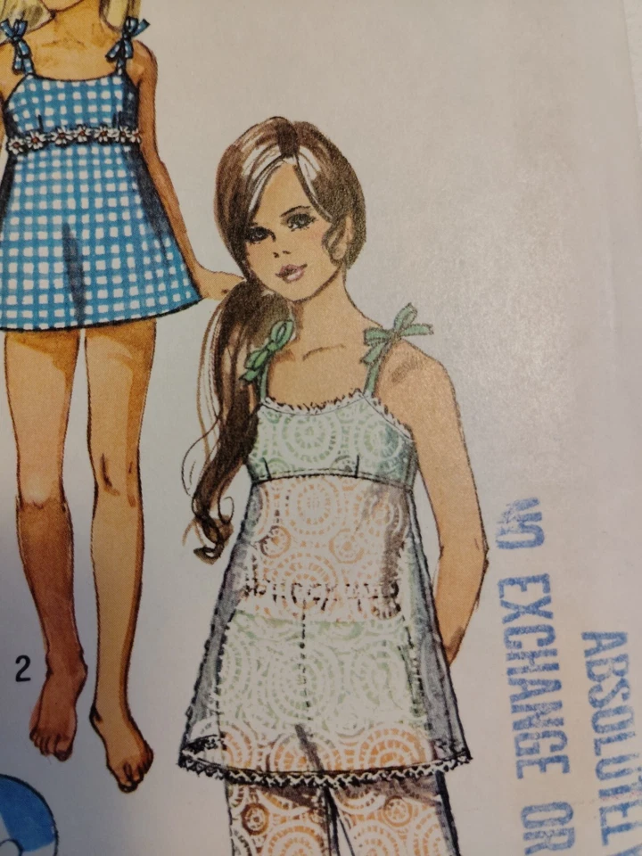 Bathing Suit Bikini Top Pants Girls 8 Simplicity 8813 Sewing Pattern Cut VTG 70s - Image 4 of 4