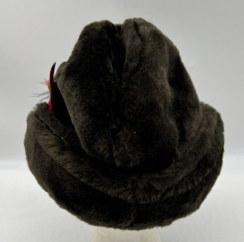 Vintage United Hatters Cap Millinery Faux Fur Hat Feather Accent & Braided Band - Picture 3 of 7