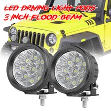 2pcs 3.5'' LED Round LED Light Bar Flood Driving Fog Lights Offroad UTV SUV 4WD