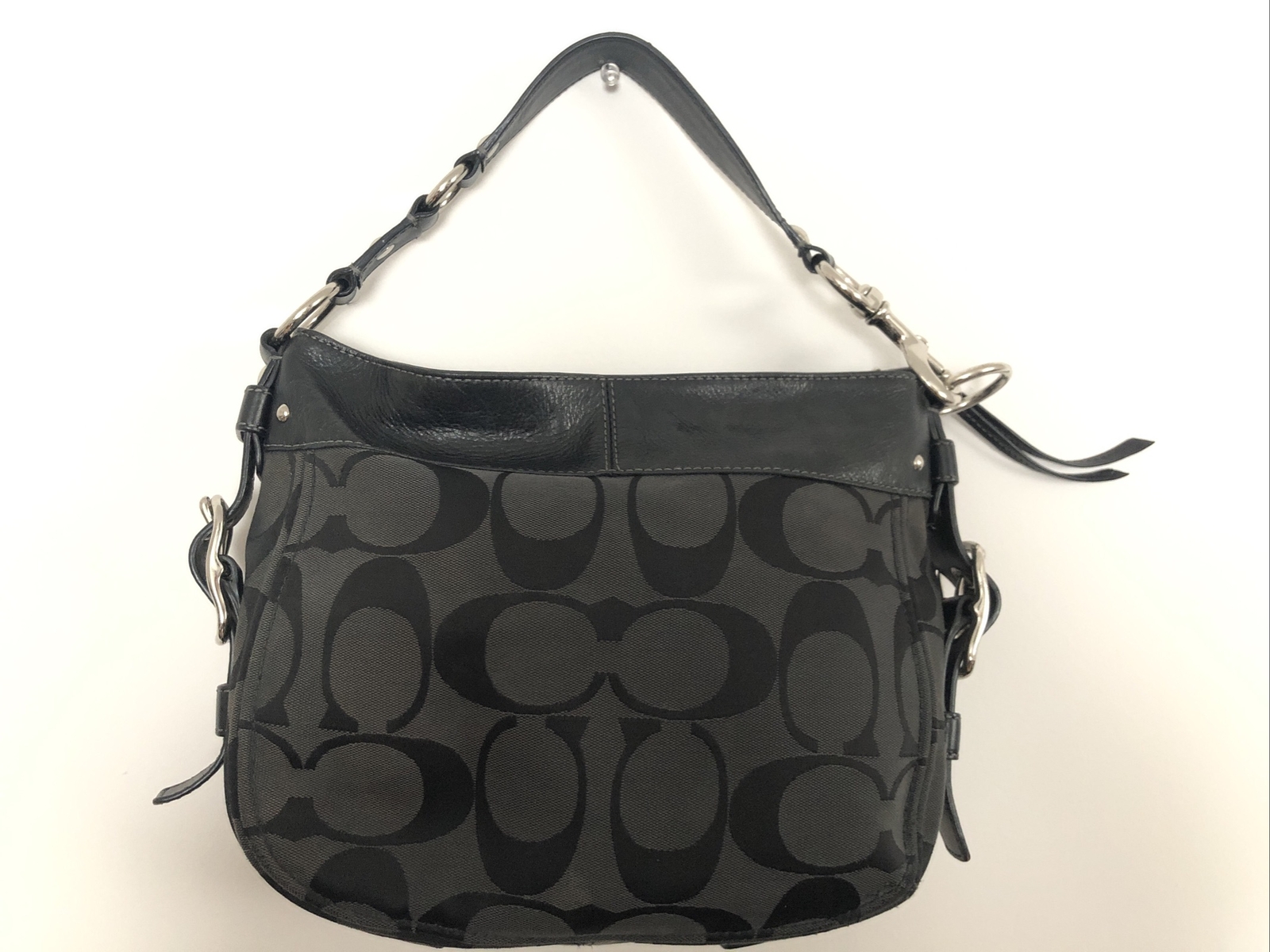 COACH signature large ZOE black Hobo Shoulder Bag log… Gem